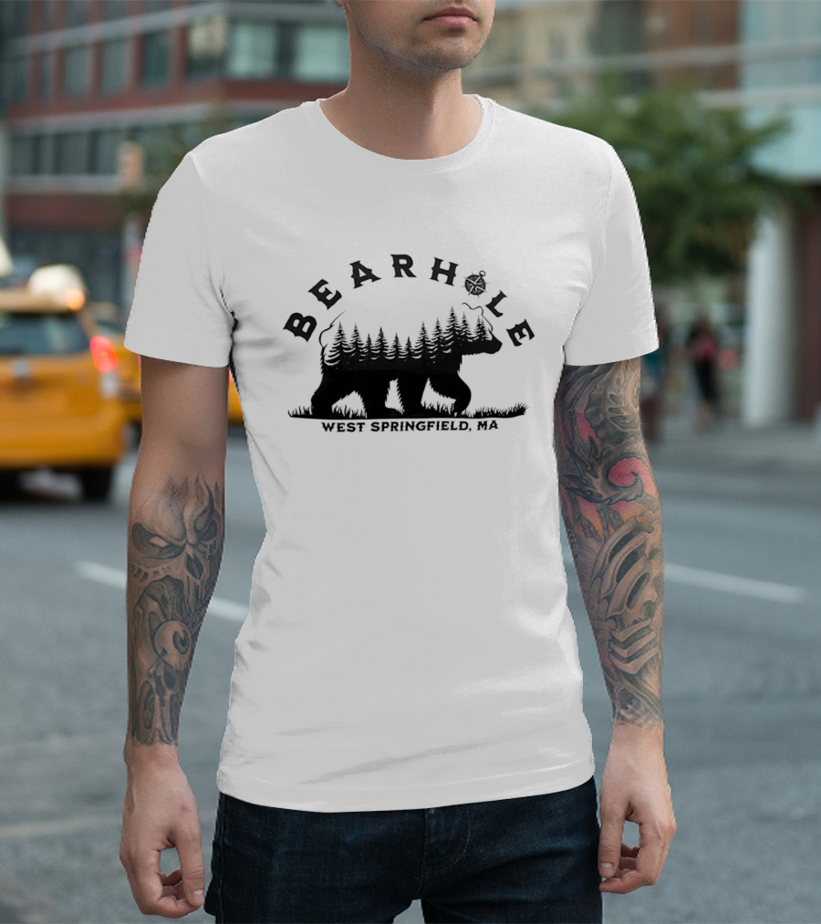 Bearhole West Springfield MA Bear Forest Landscape Compass T-Shirt