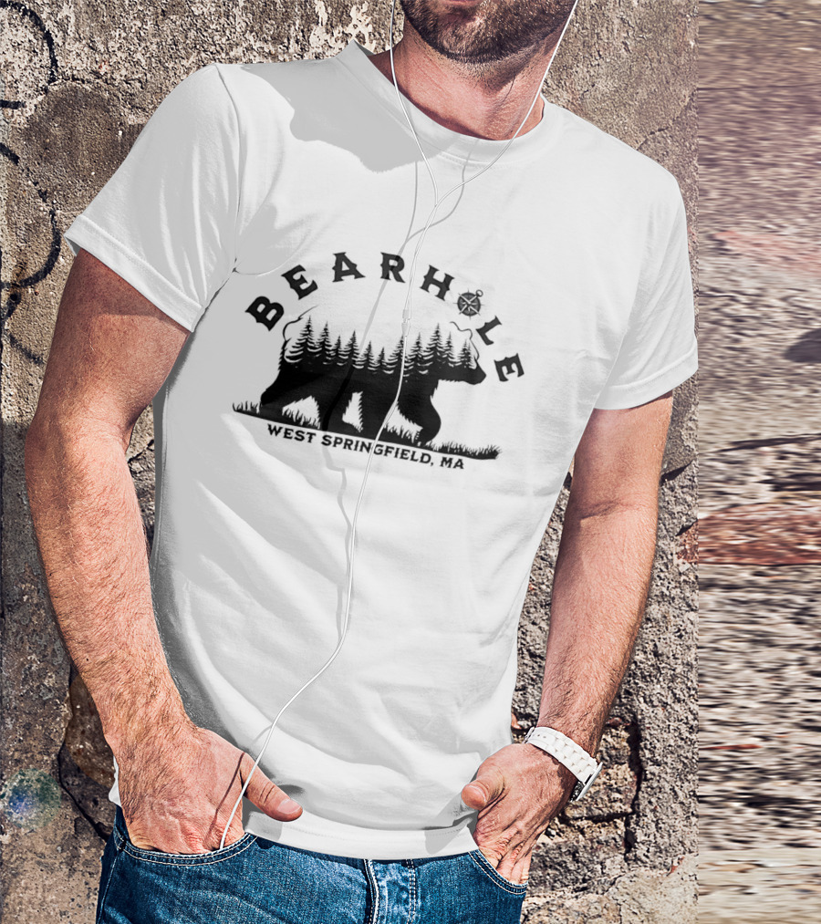 Bearhole West Springfield MA Bear Forest Landscape Compass T-Shirt