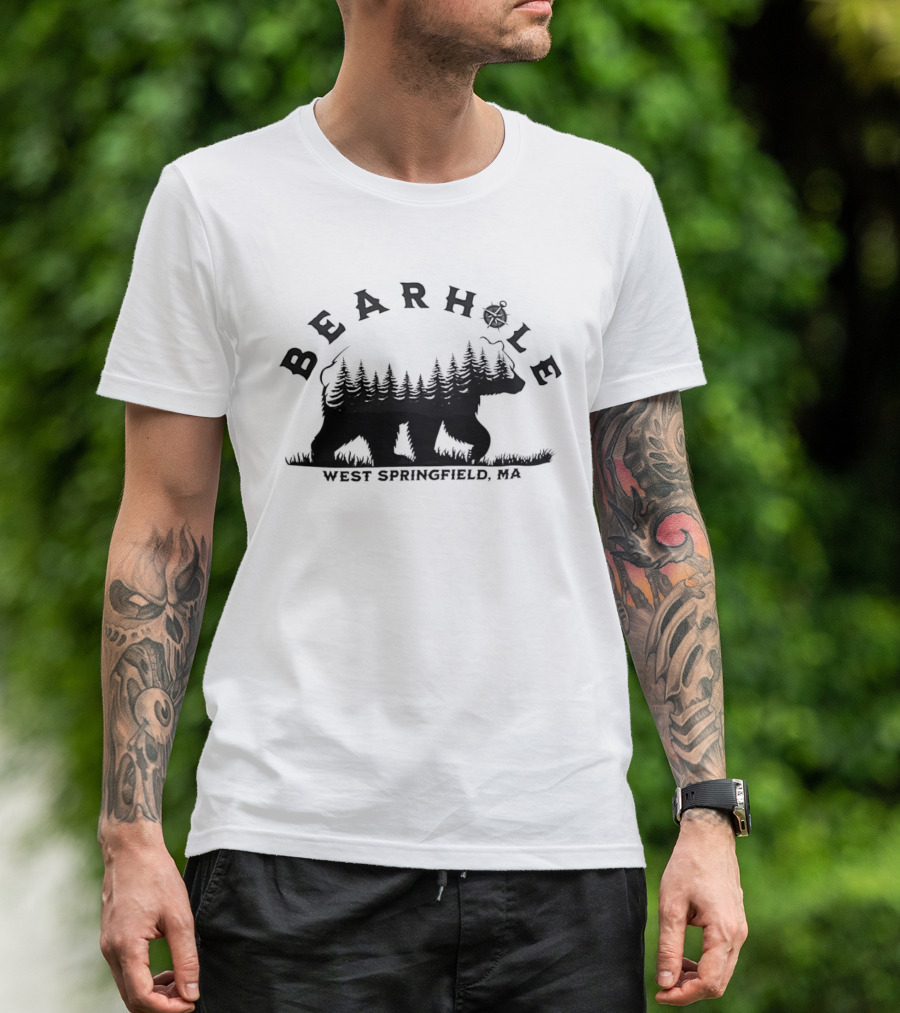 Bearhole West Springfield MA Bear Forest Landscape Compass T-Shirt