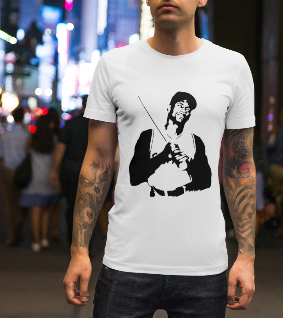 Black And White Stencil Baseball Batter Holding Bat T-Shirt