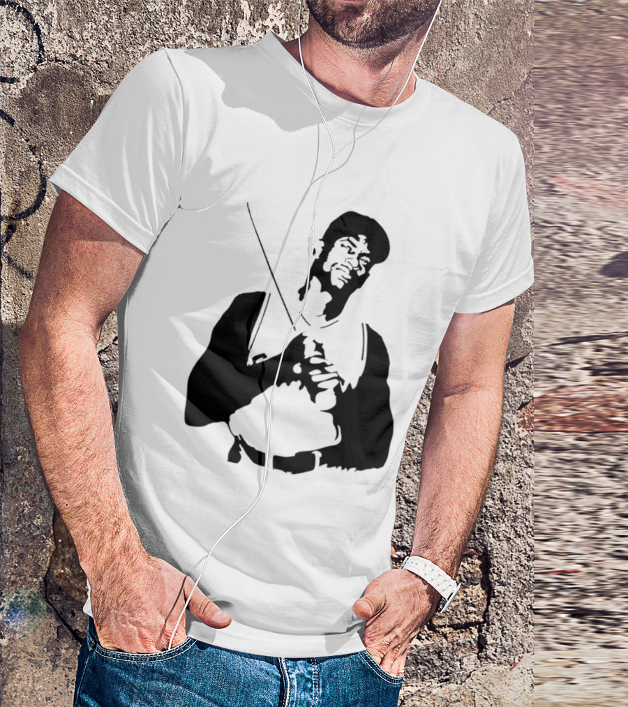 Black And White Stencil Baseball Batter Holding Bat T-Shirt