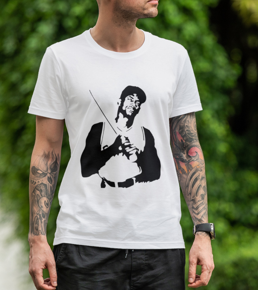 Black And White Stencil Baseball Batter Holding Bat T-Shirt