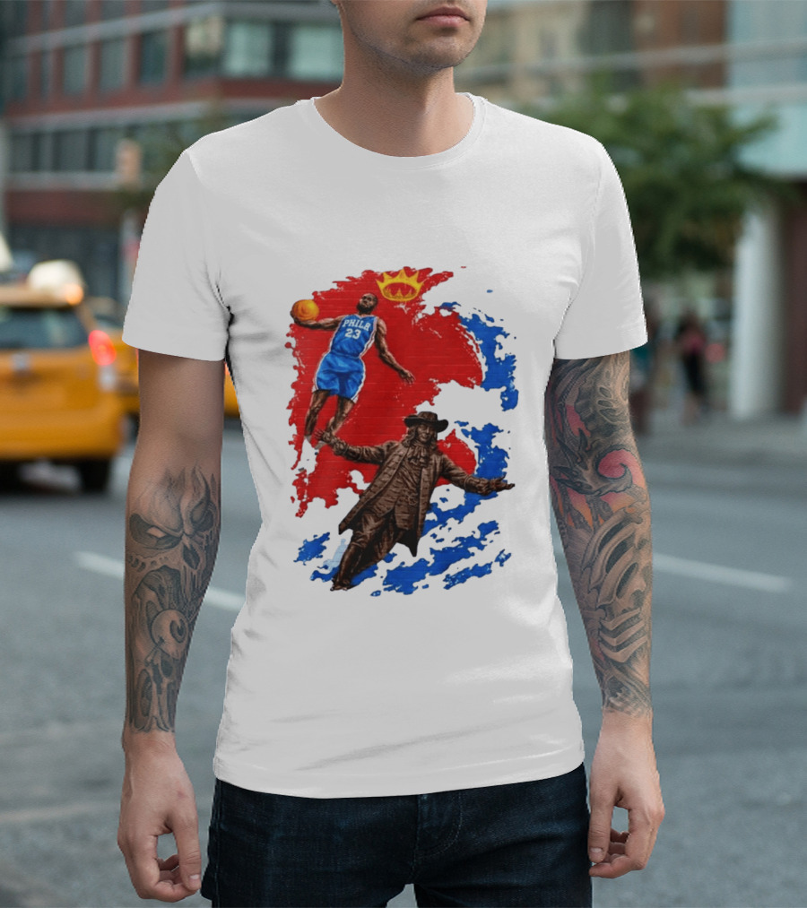 LeBron James Philadelphia Crown Mural Art In Chinatown T-Shirt