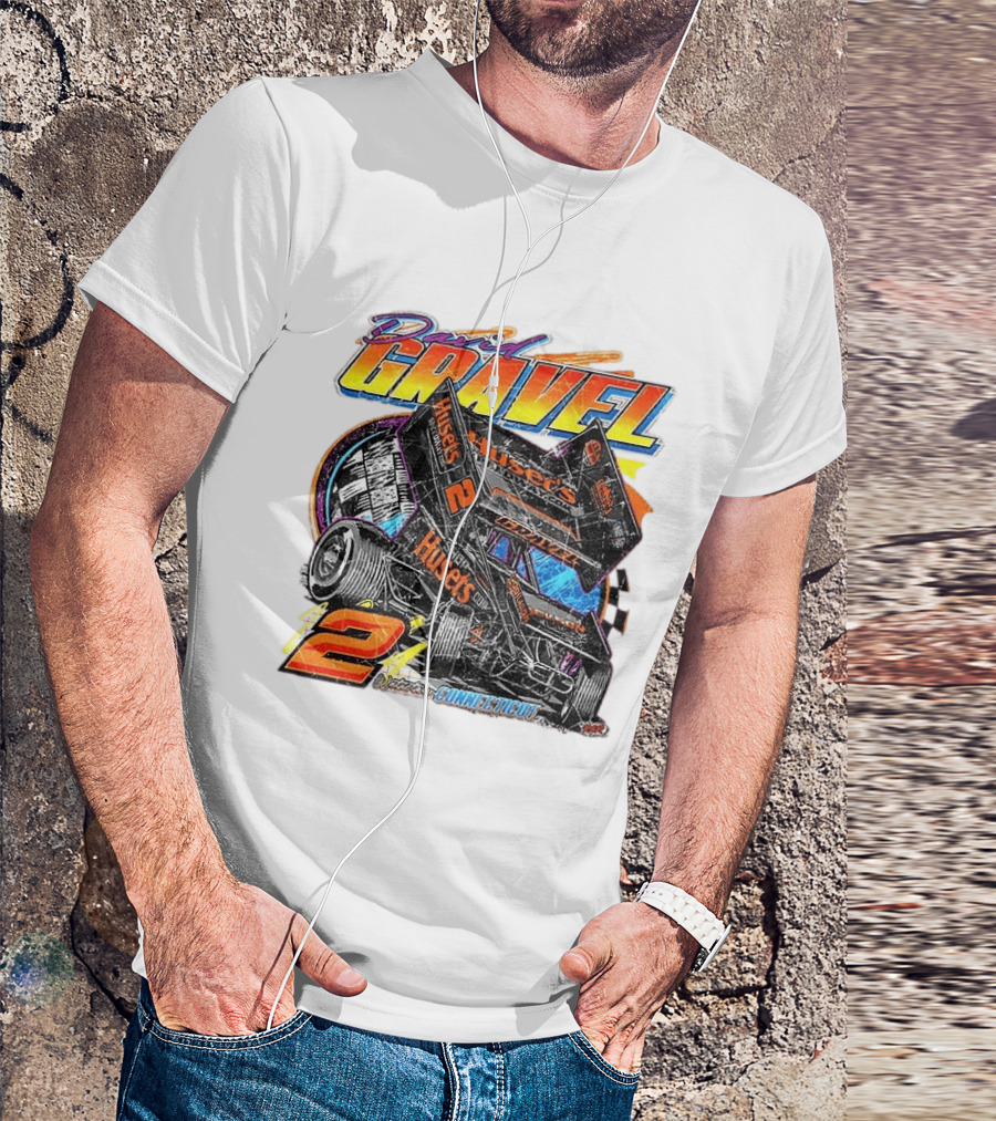 David Gravel Sprint Car Huset's Speedway Racing Connecticut 2 Orange And Blue T-Shirt