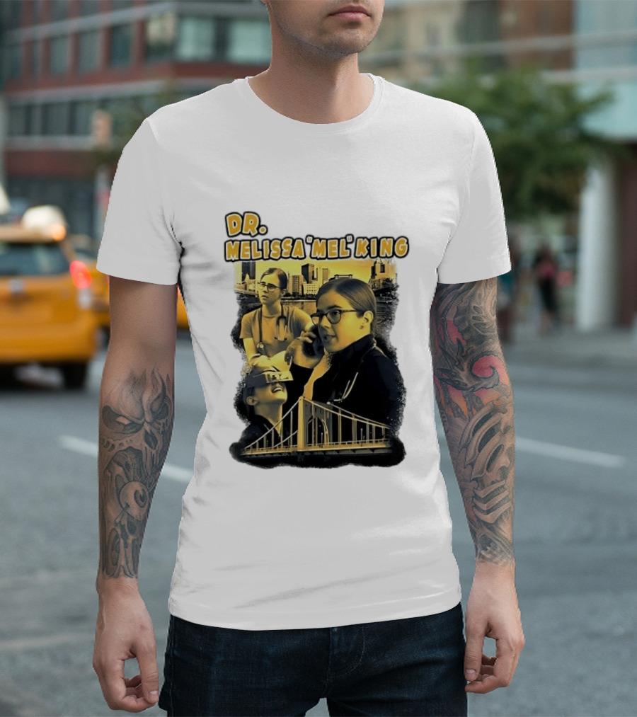 Dr Melissa Mel King Female Doctor Pittsburgh Yellow Bridge Collage T-Shirt
