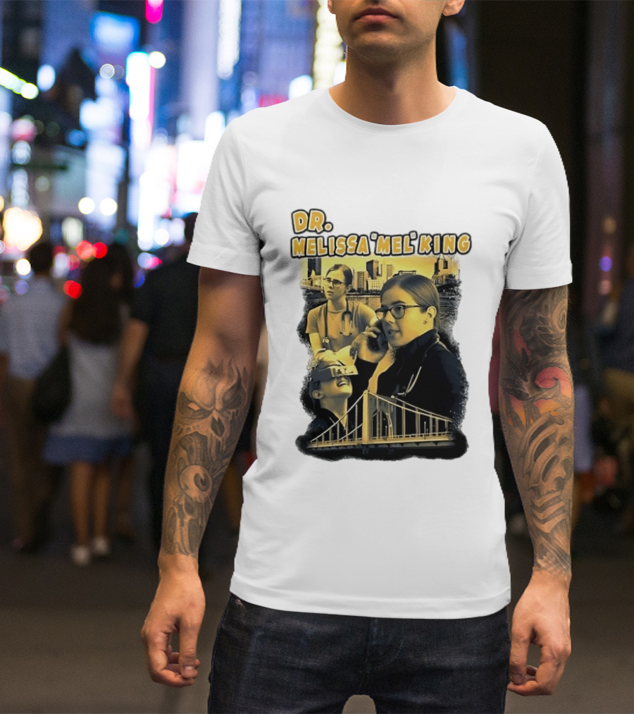 Dr Melissa Mel King Female Doctor Pittsburgh Yellow Bridge Collage T-Shirt
