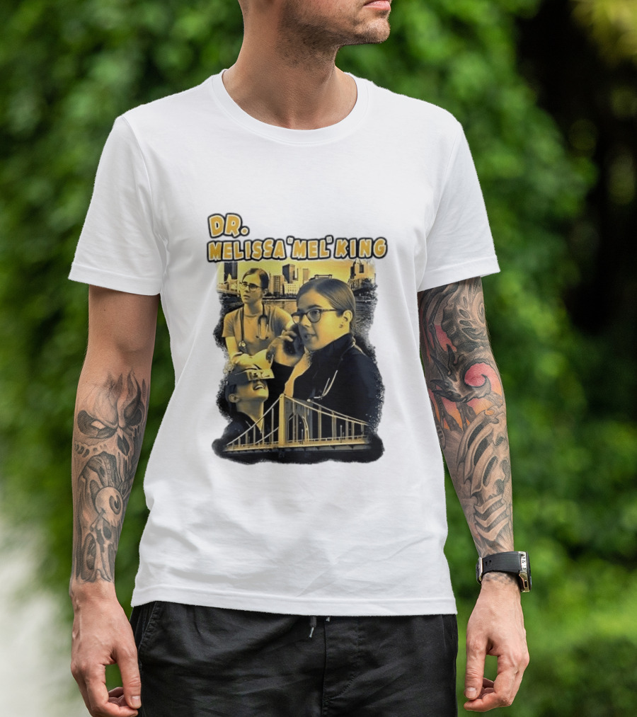 Dr Melissa Mel King Female Doctor Pittsburgh Yellow Bridge Collage T-Shirt