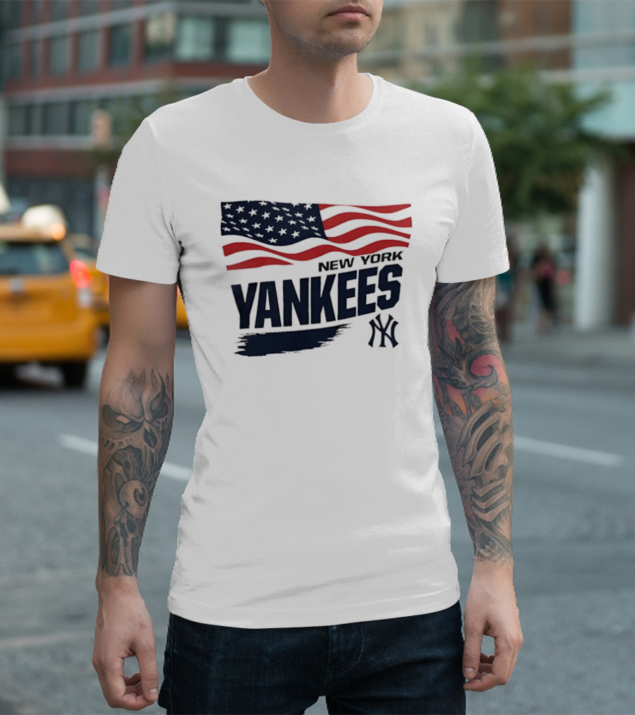New York Yankees American Flag Brushstroke NY Yankees MLB T-Shirt