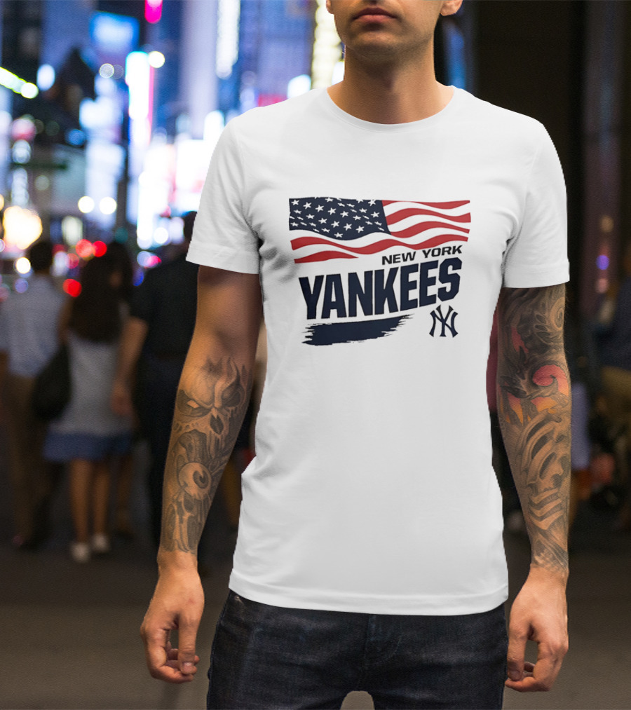 New York Yankees American Flag Brushstroke NY Yankees MLB T-Shirt