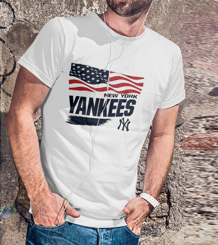 New York Yankees American Flag Brushstroke NY Yankees MLB T-Shirt