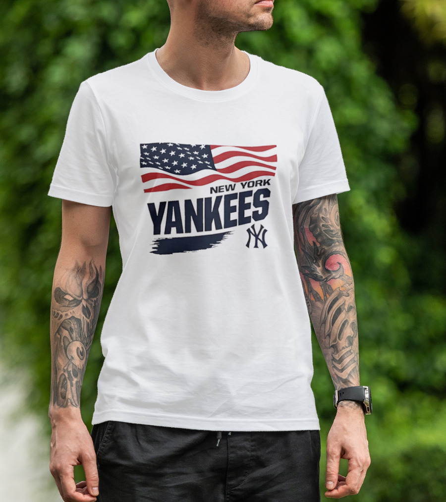 New York Yankees American Flag Brushstroke NY Yankees MLB T-Shirt