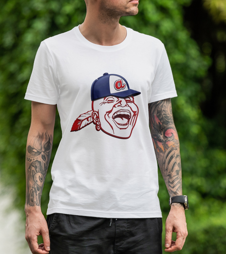 Hank Aaron Era 1970s Atlanta Braves Chief Cap T-Shirt