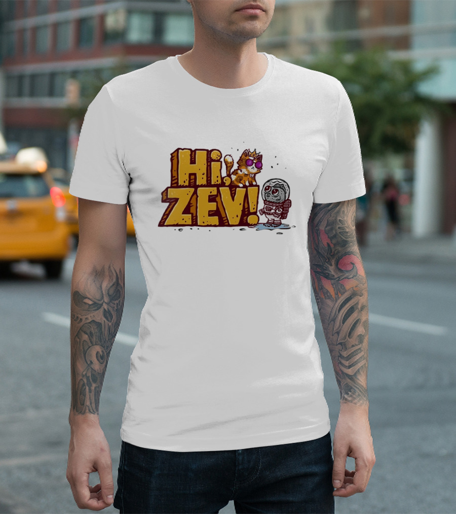 Hi Zev Cartoon Calico Cat Sunglasses Astronaut Creature T-Shirt