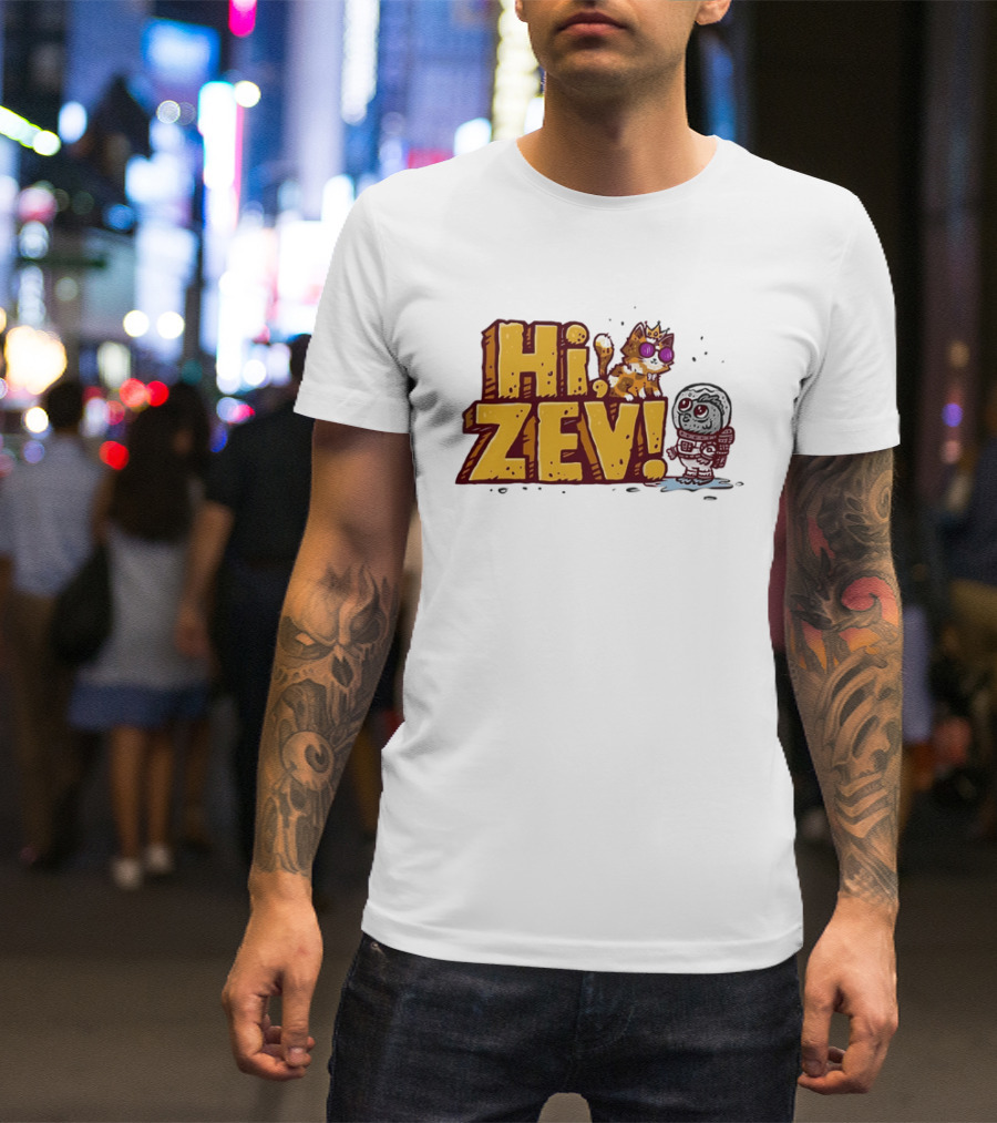 Hi Zev Cartoon Calico Cat Sunglasses Astronaut Creature T-Shirt