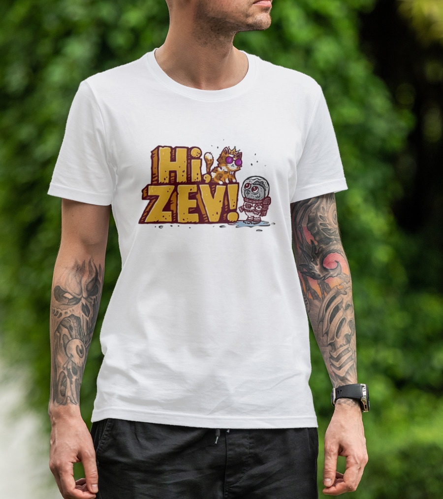 Hi Zev Cartoon Calico Cat Sunglasses Astronaut Creature T-Shirt