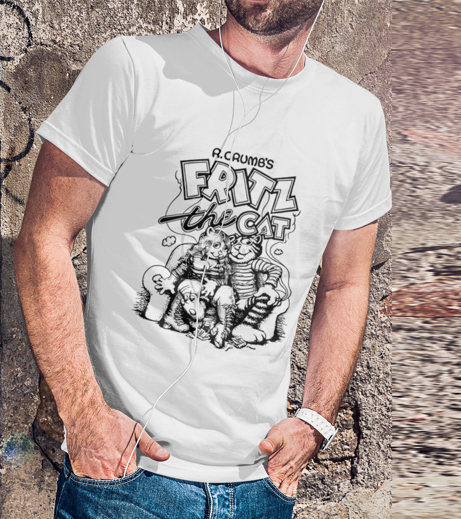 R. Crumb's Fritz The Cat Couch With Characters Smoking And Relaxing T-Shirt