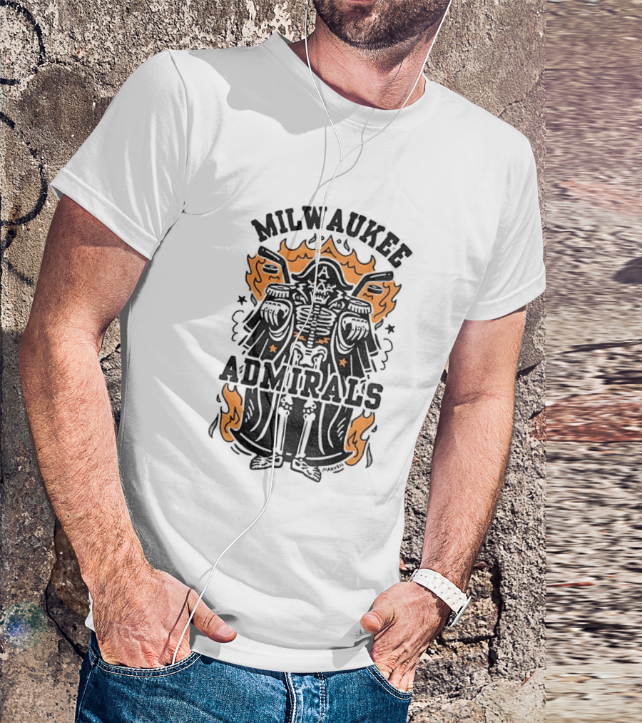 Milwaukee Admirals Skeleton Emblem Halloween T-Shirt