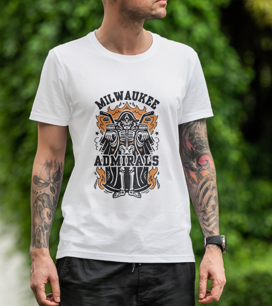 Milwaukee Admirals Skeleton Emblem Halloween T-Shirt