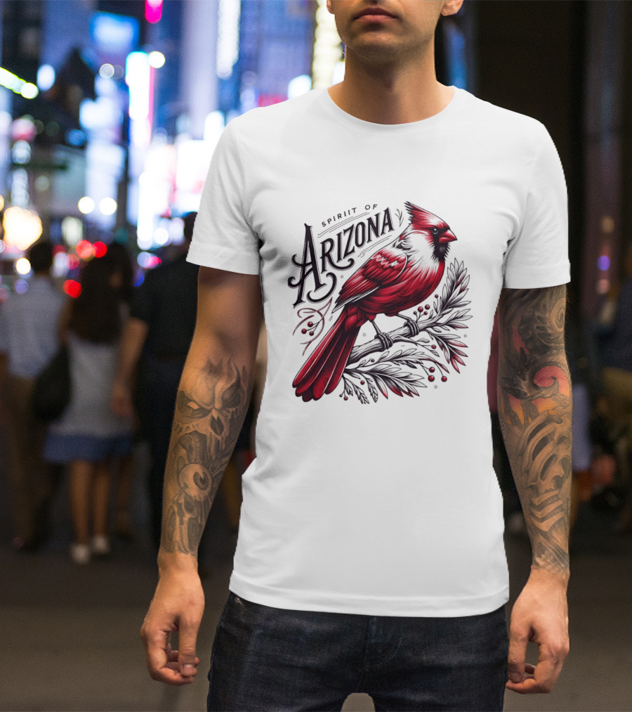 Arizona Red Cardinal Spirit Perched On Branch Berries T-Shirt