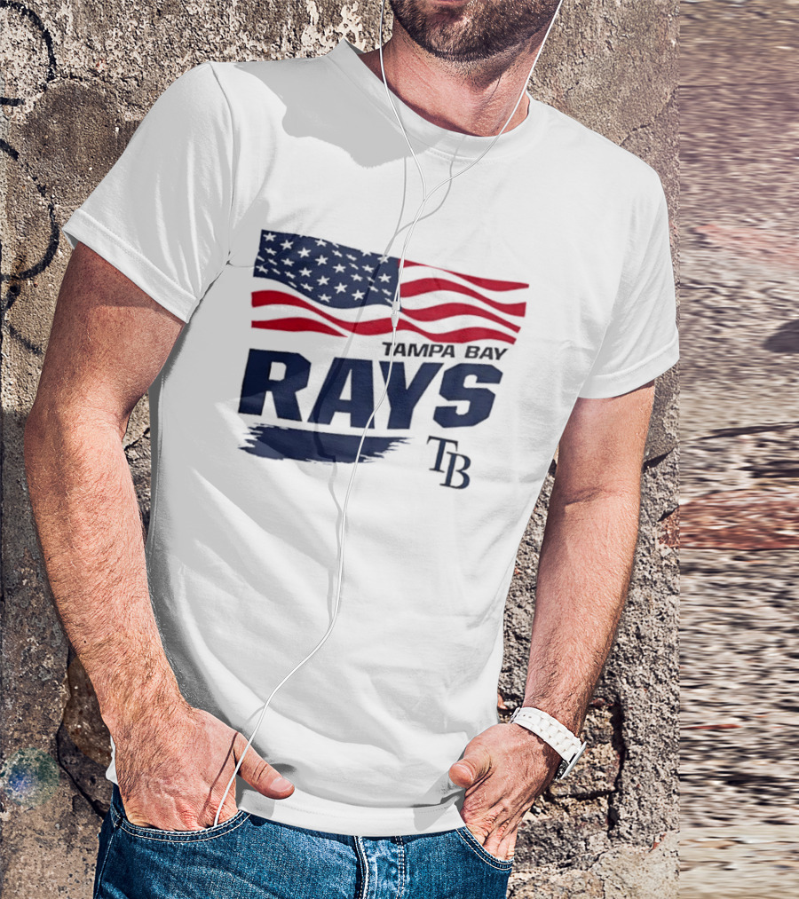 Tampa Bay Rays MLB American Flag Brush Stroke TB T-Shirt