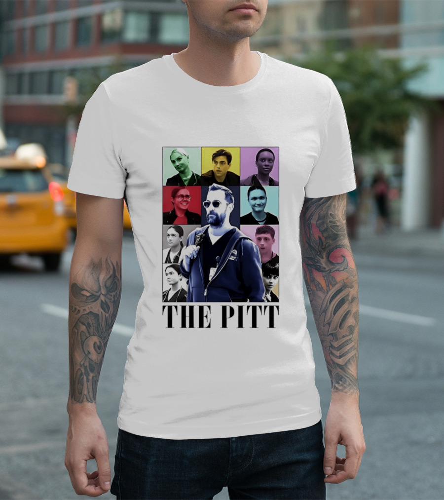 The Pitt Colorful Pop Grid Doctor Portraits Bearded Man In Sunglasses T-Shirt