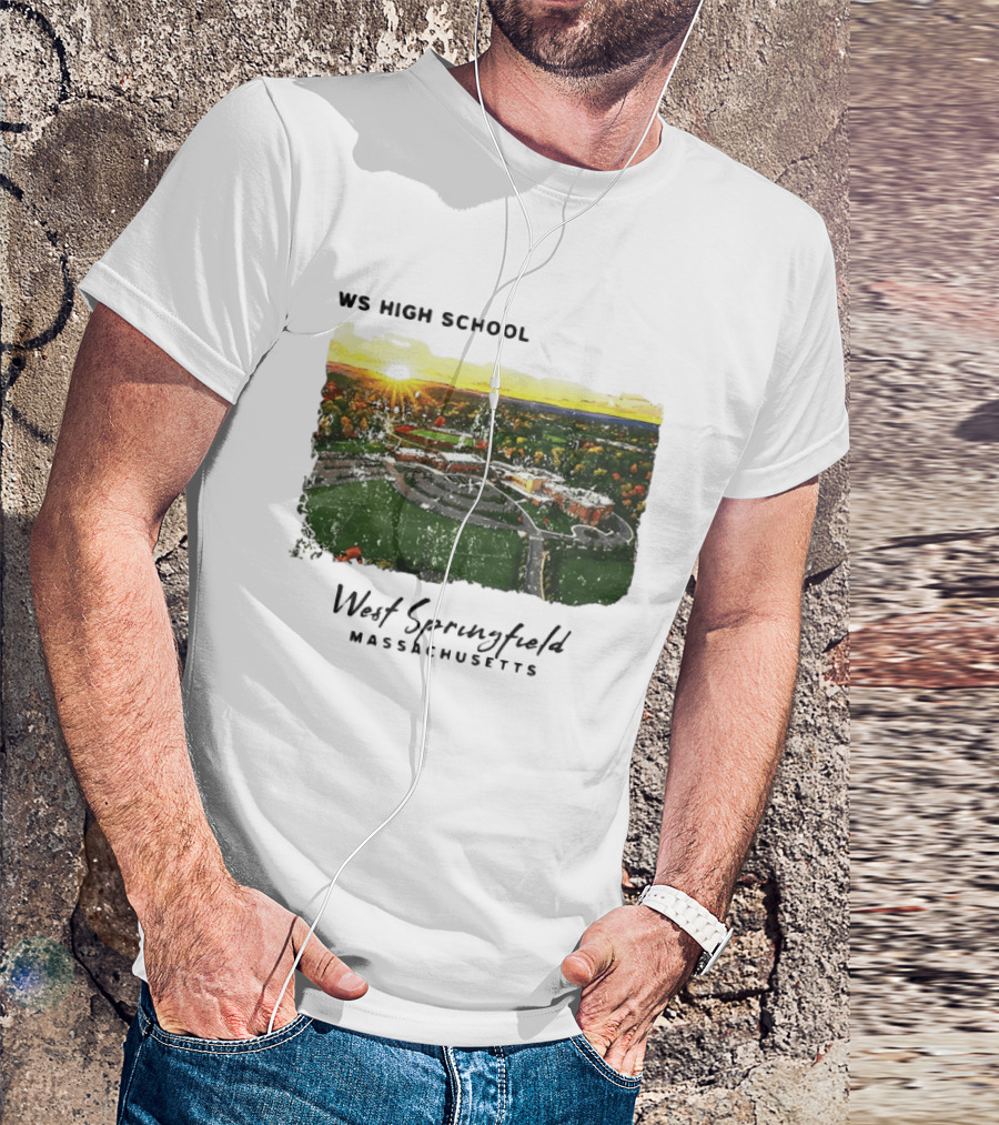WS High School West Springfield Massachusetts Aerial Sunset Campus Landscape T-Shirt