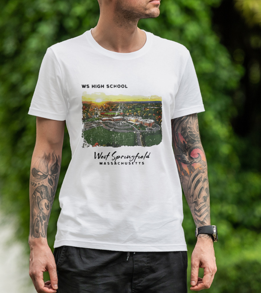WS High School West Springfield Massachusetts Aerial Sunset Campus Landscape T-Shirt