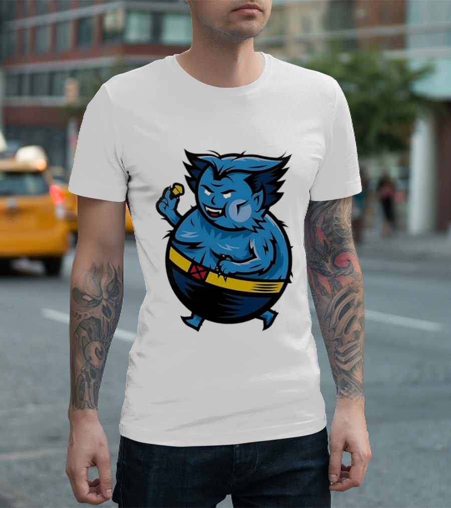 X Men Beast Caricature Cartoon Blue Character Cupcake T-Shirt