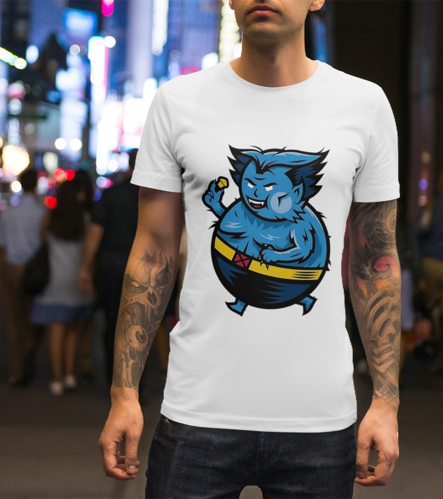 X Men Beast Caricature Cartoon Blue Character Cupcake T-Shirt