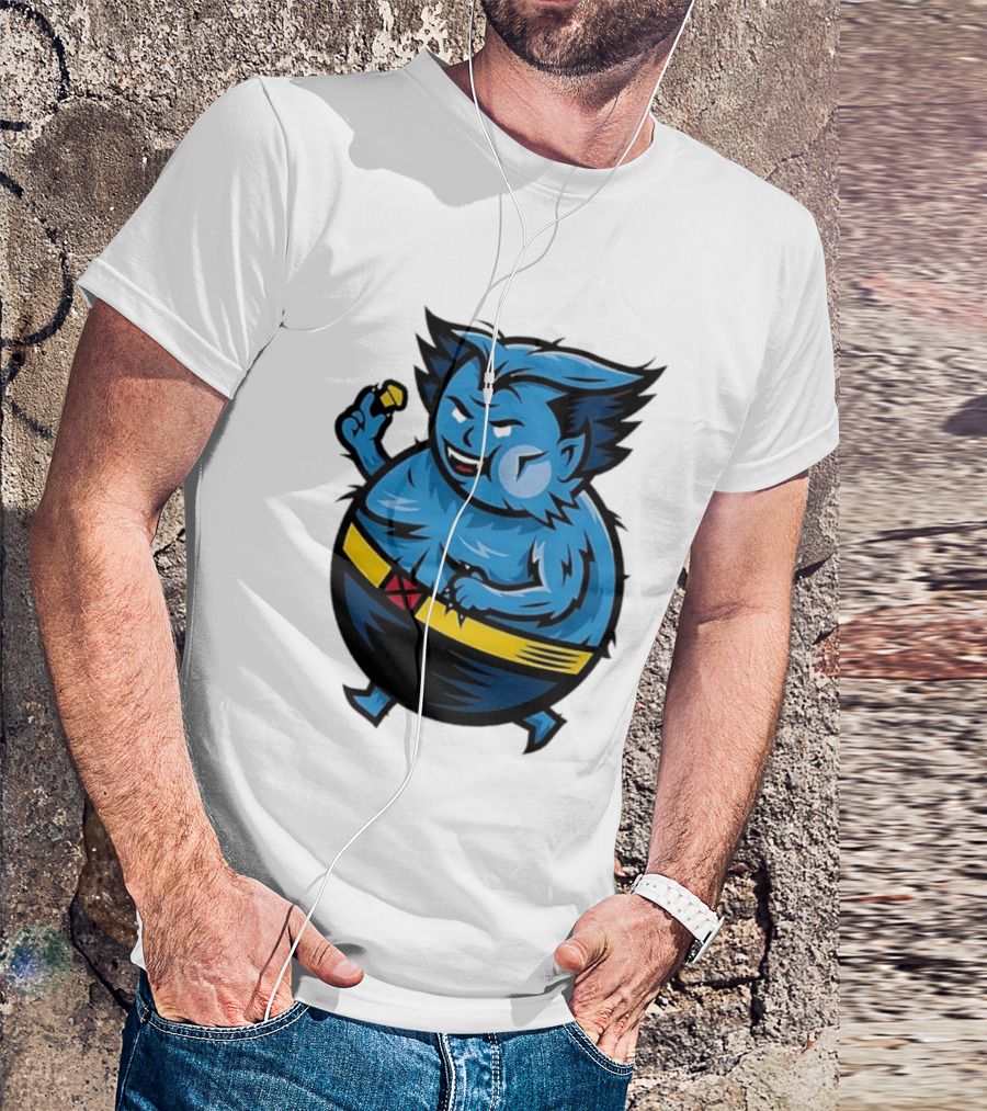 X Men Beast Caricature Cartoon Blue Character Cupcake T-Shirt