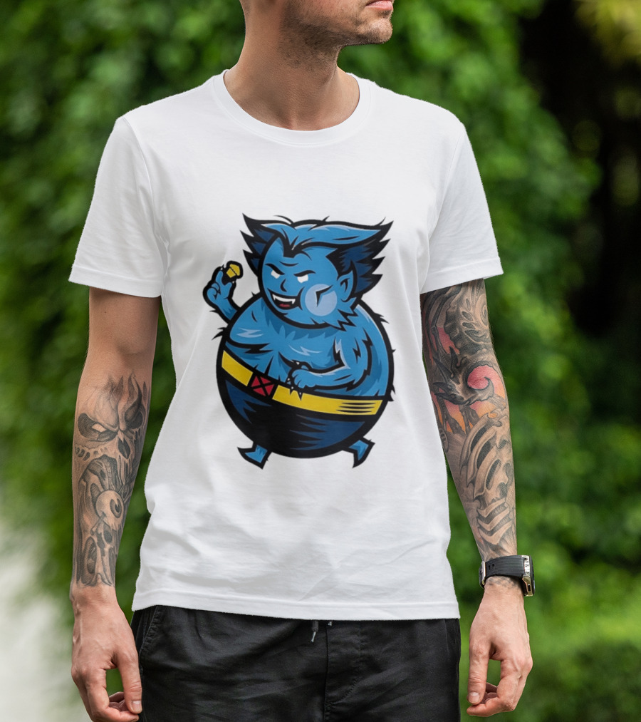 X Men Beast Caricature Cartoon Blue Character Cupcake T-Shirt