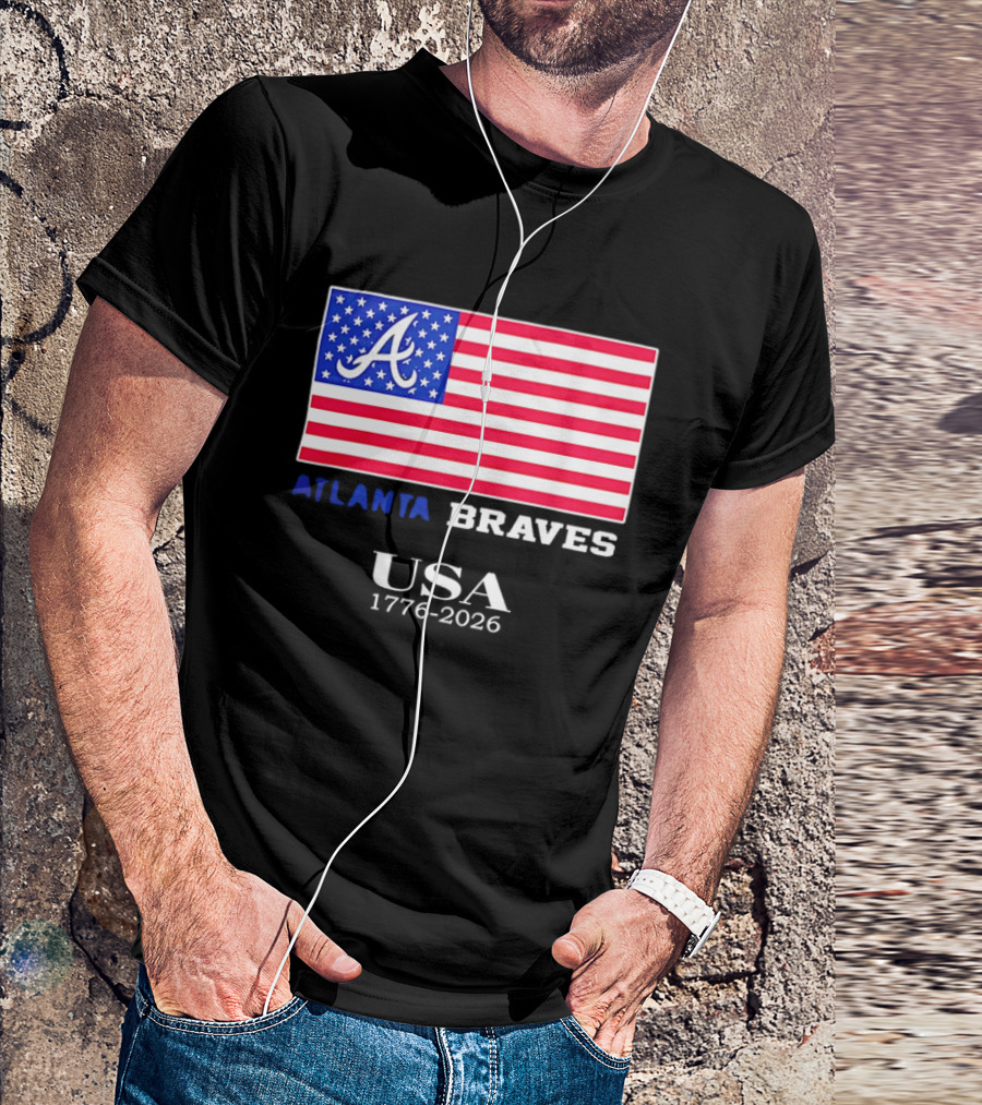 Atlanta Braves USA 1776 2026 American Flag Script A T-Shirt