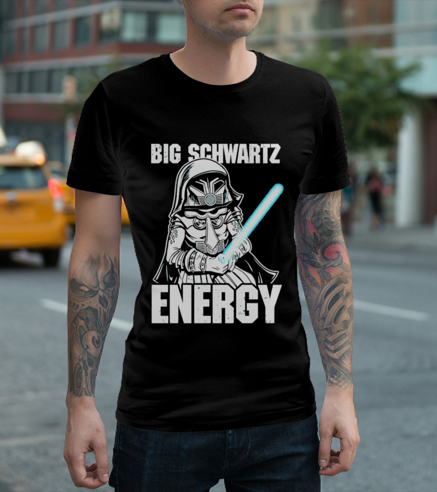 Big Schwartz Energy Dark Helmet Glowing Blue Sword T-Shirt