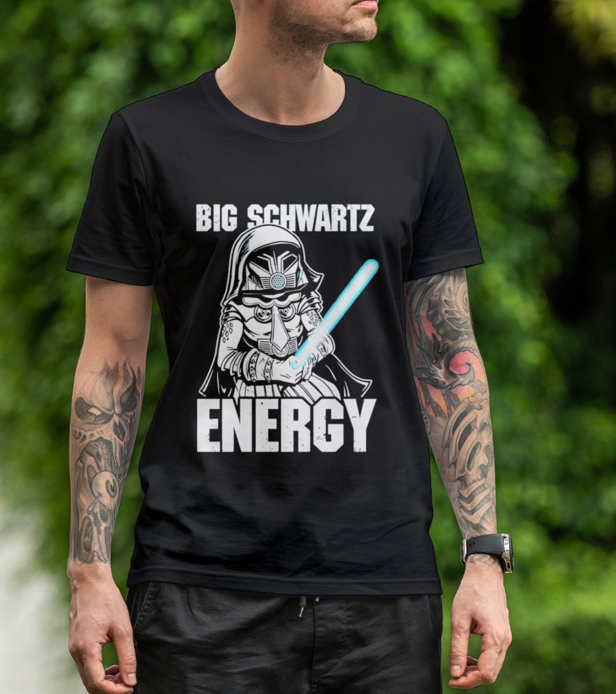 Big Schwartz Energy Dark Helmet Glowing Blue Sword T-Shirt