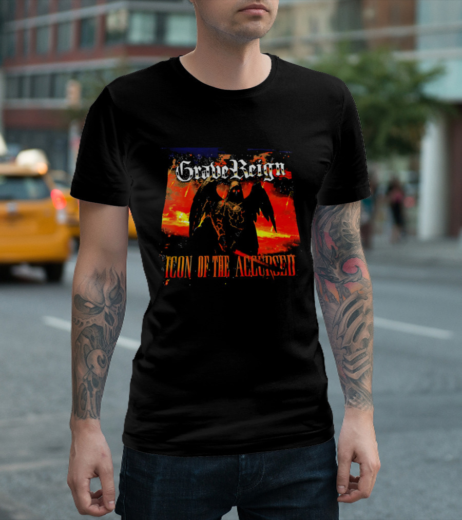 Grave Reign Icon Of The Accursed Winged Figure Sword T-Shirt
