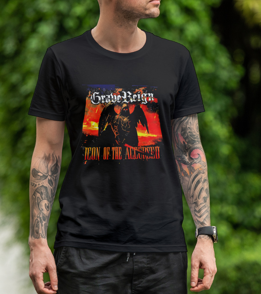 Grave Reign Icon Of The Accursed Winged Figure Sword T-Shirt