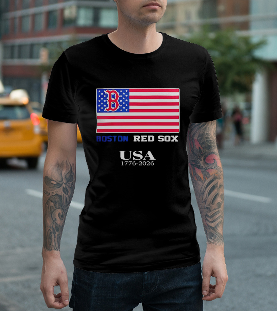 Boston Red Sox USA 1776 2026 American Flag White Stars T-Shirt