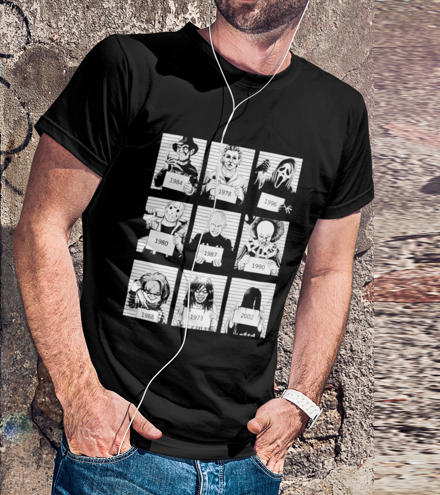 Horror Movie Villain Shot Infamous Characters Collage T-Shirt