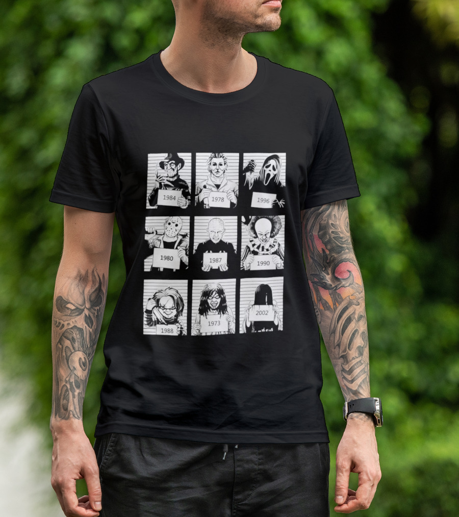 Horror Movie Villain Shot Infamous Characters Collage T-Shirt