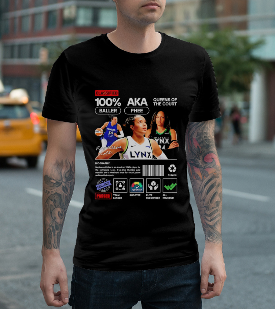 Napheesa Collier Minnesota Lynx 100% Baller AKA Phee Queens Of The Court T-Shirt