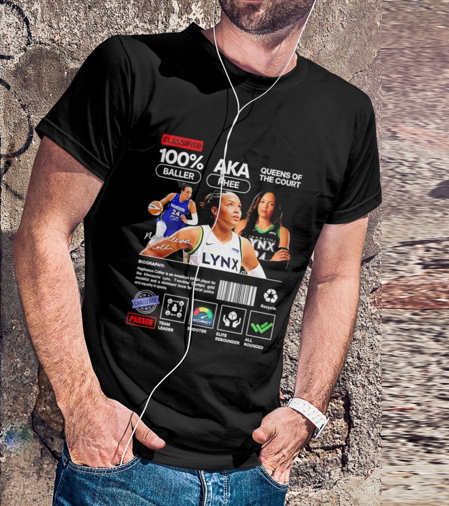 Napheesa Collier Minnesota Lynx 100% Baller AKA Phee Queens Of The Court T-Shirt