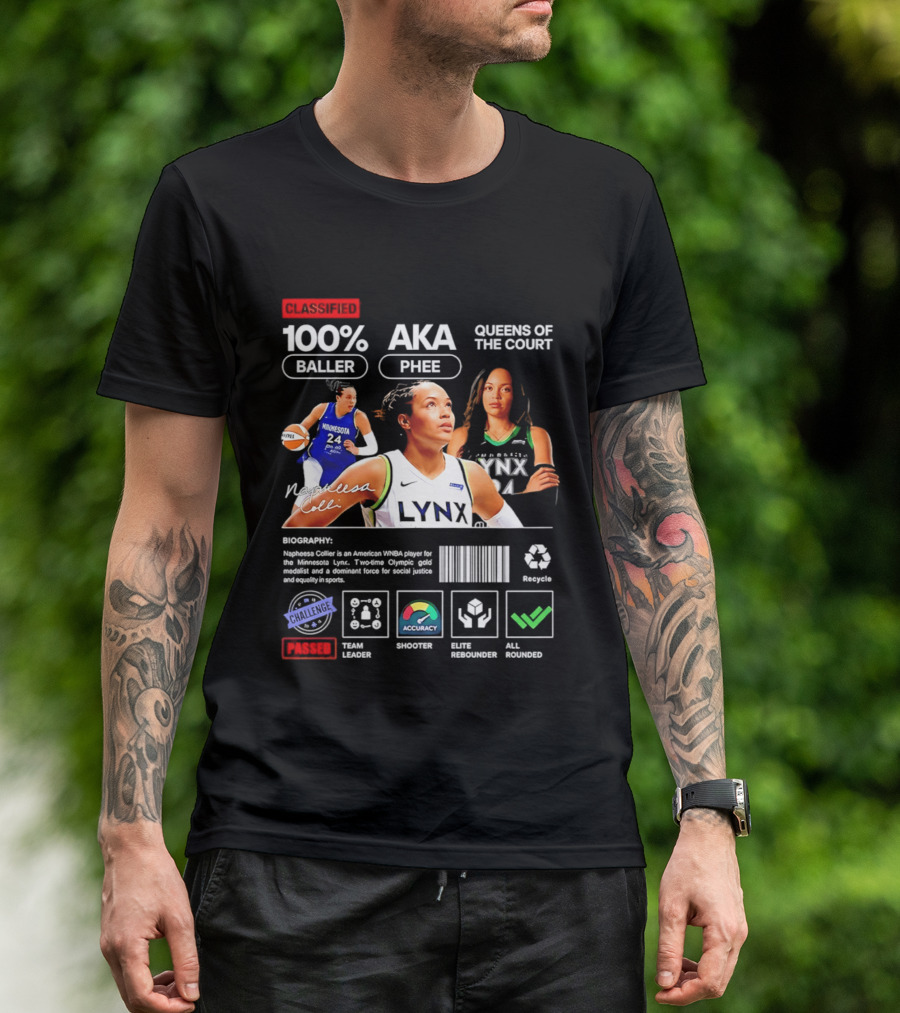 Napheesa Collier Minnesota Lynx 100% Baller AKA Phee Queens Of The Court T-Shirt