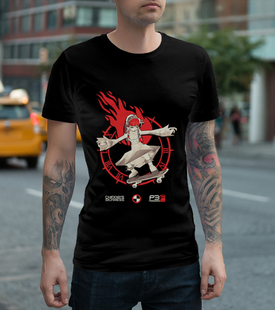 Chidoris Sickness Persona3 Fes P3F Flame Skater T-Shirt