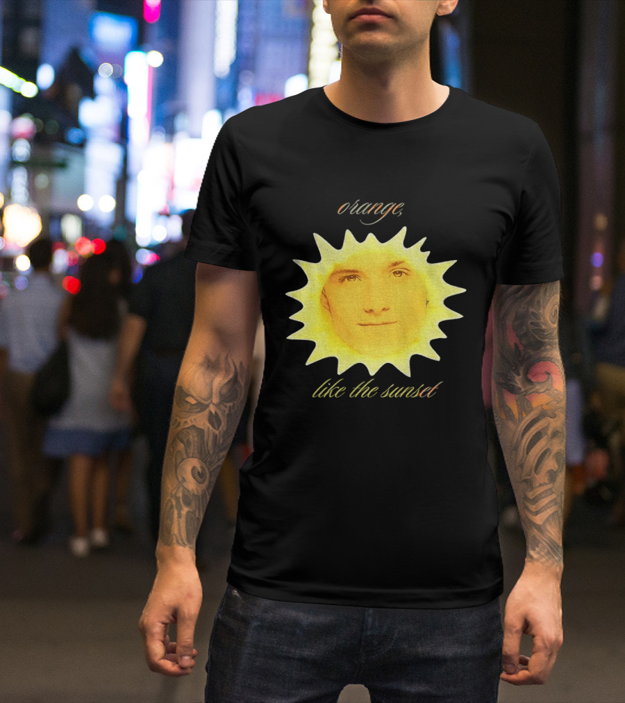 Orange Like The Sunset Face In Sun Design Peeta T-Shirt