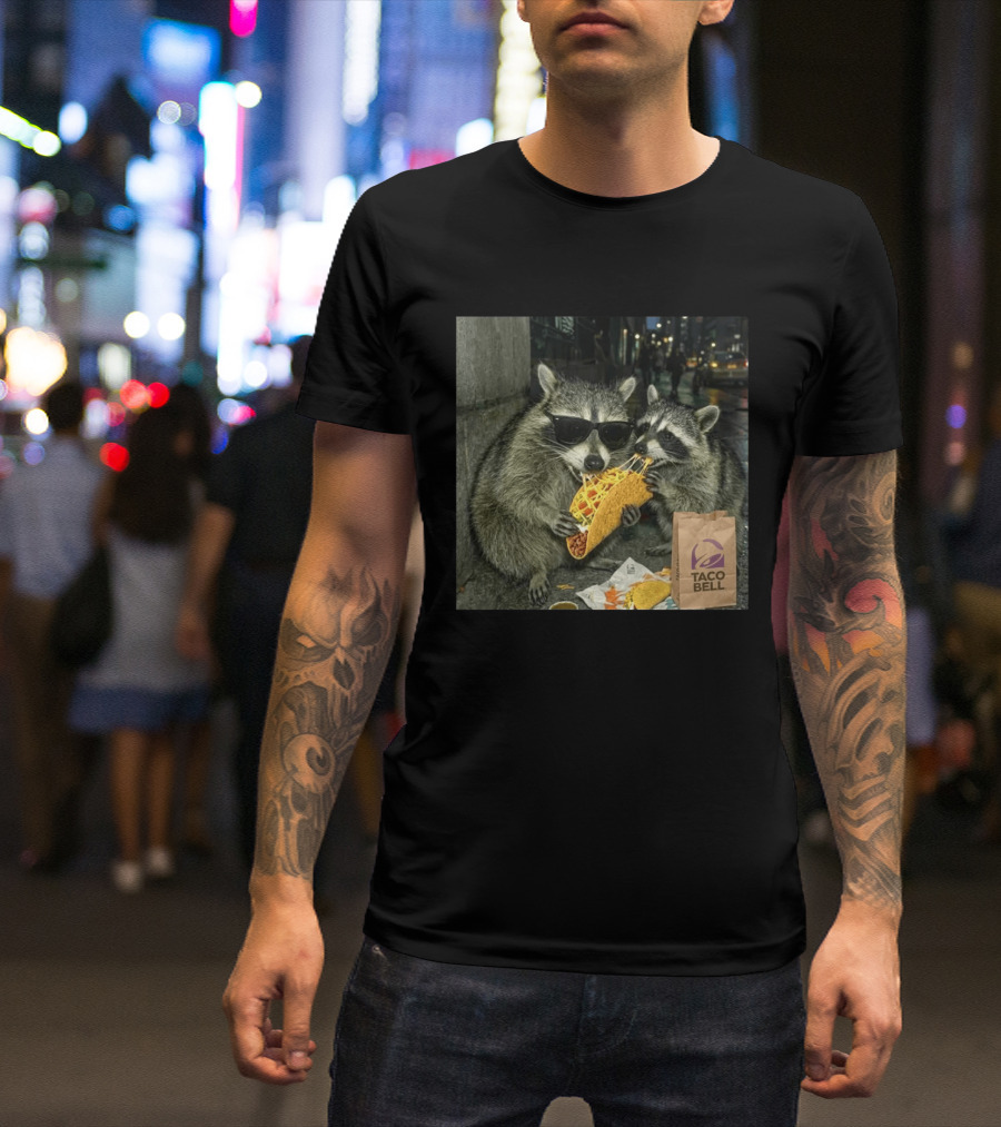 Taco Bell Raccoons Enjoying A Tasty Street Taco Night T-Shirt