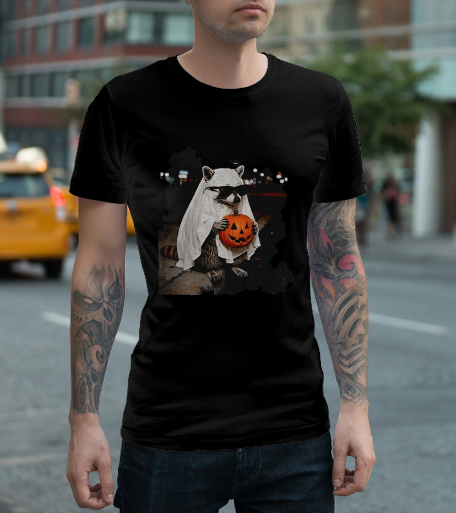 Raccoon Ghost Trick Or Treat Spooky Season Halloween T-Shirt