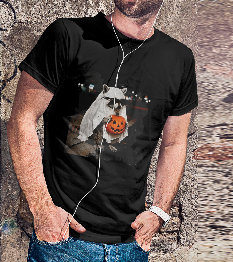 Raccoon Ghost Trick Or Treat Spooky Season Halloween T-Shirt