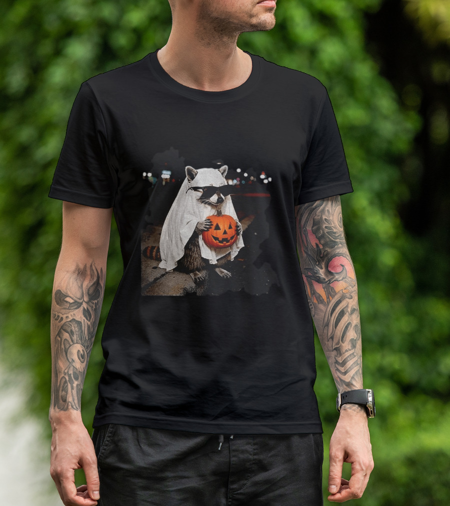 Raccoon Ghost Trick Or Treat Spooky Season Halloween T-Shirt