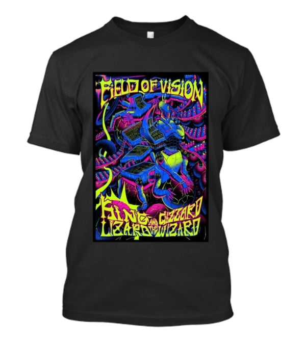 King Gizzard And The Lizard Wizard 2026 Field Of Vision Neon Psychedelic Robot T-Shirt