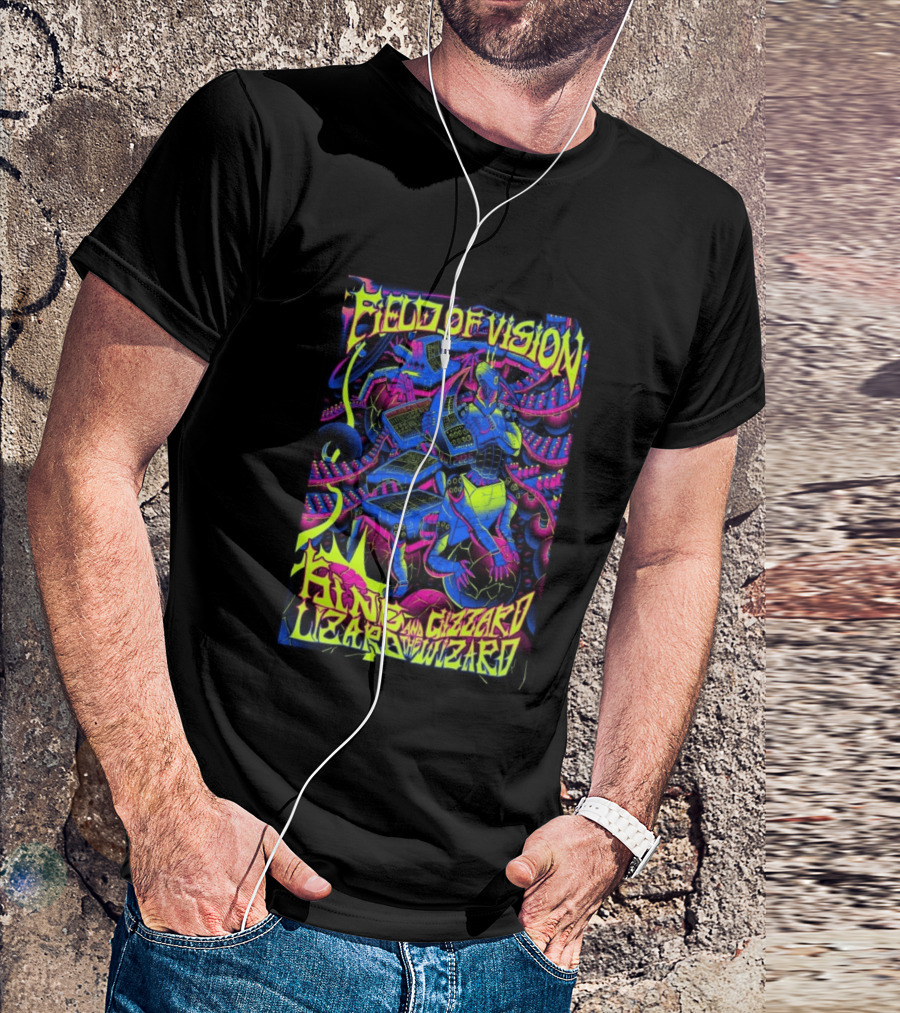 King Gizzard And The Lizard Wizard 2026 Field Of Vision Neon Psychedelic Robot T-Shirt